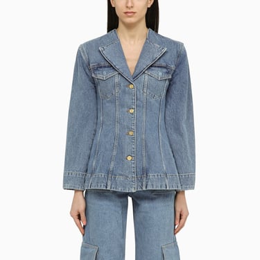 Ganni Blue Vintage Single-Breasted Denim Jacket Women