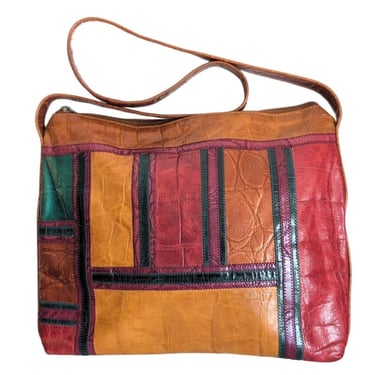 Vintage 80s Shoulder Bag Patchwork Leather Carlos Falchi 