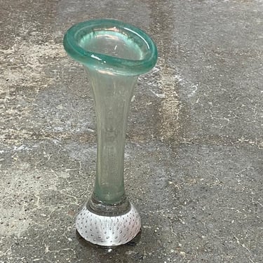 Sweden Aseda Light Green Art Glass Bullicante Base Bud Vase 9.+