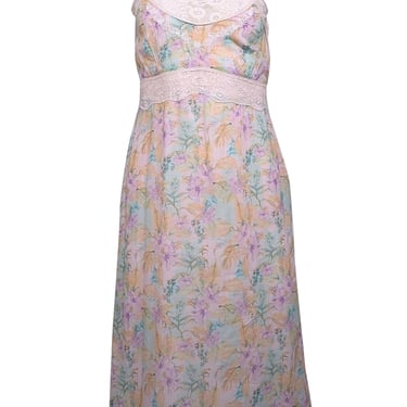 LoveShackFancy - Pastel Pink, Orange, & Purple Floral Print Dress sz 0