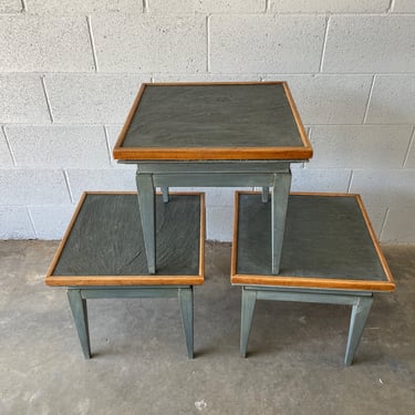 Vintage Slate Side Tables, Set of 3
