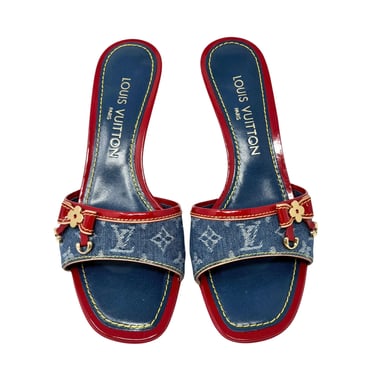 Louis Vuitton Blue Denim Kitten Heels