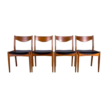 Mid-Century Modern Danish Oak Dining Chairs W/ Black Vinyl - Set of 4 - by SL Møbler Durup 