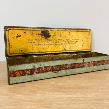 Vintage Melachrino Egyptian Cigarettes Metal Storage Box with Lid 