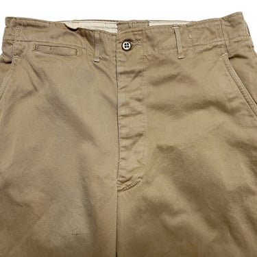 Vintage 32 x 32 WWII Khaki Trousers Pants | 40s 50s military