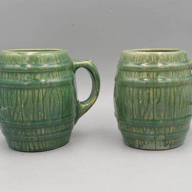 Early McCoy Pottery Stoneware Mug | Nelson McCoy Sanitary Stoneware Company Antique Barrel Shaped Tankard 