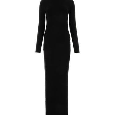 Saint Laurent Woman Black Wool Long Dress