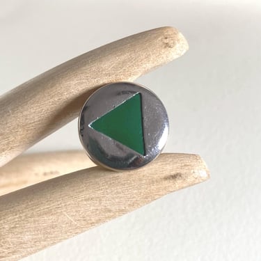 Art Deco Vintage Green Enamel & Chrome geometric small Gents lapel pin brooch by BakeliteBa