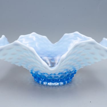 Duncan & Miller Blue Opalescent Glass Hobnail Bowl | Antique Victorian Era Glassware 