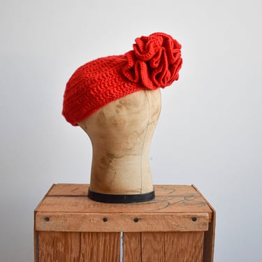 Vintage Red Crochet Beret 