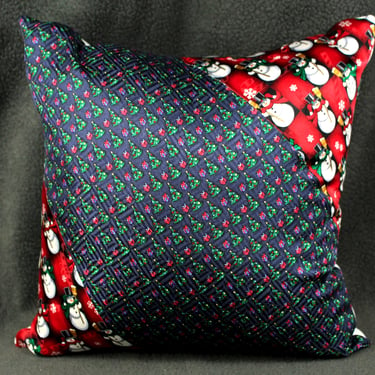 Unique Christmas Up-Cycled Necktie Pillow - Your Choice of Christmas Decor Pillows - Made from UpCycled Silk Ties (Pillow Form Included) 