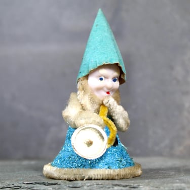 Vintage Putz Elf  | Circa 1950s | Adorable Blue Christmas Elf | Made in Japan | Bixley Shop 