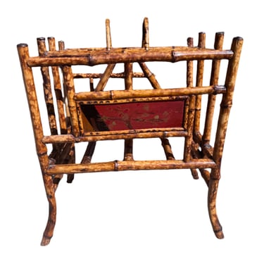 Antique Asian Style Bamboo Carved Magazine Book Rack Holder | Vintage ...