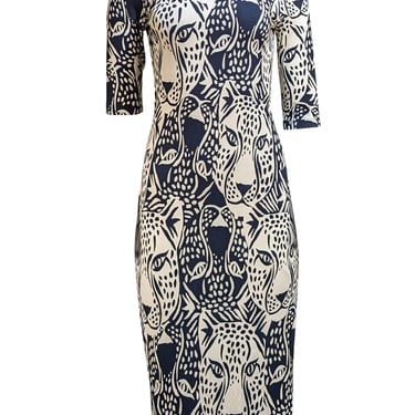 Farm Rio - Cream &amp; Black Animal Face Print Midi Dress Sz S