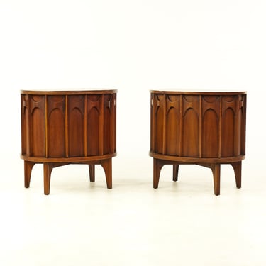 Kent Coffey Perspecta Mid Century Walnut and Rosewood Nightstands - Pair - mcm 