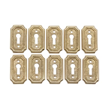 Set of 10 Solid Brass Textured Arched Edged Door Key Hole Covers