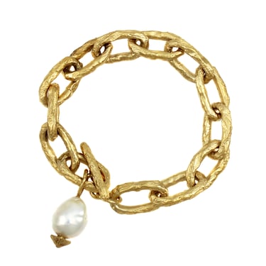 Chunky Weathered Chain & Pearl Bracelet