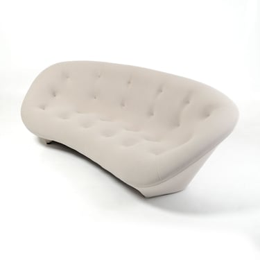 Ligne Roset Ploum 3 Seater High Back Sofa in Off-White/Cream Wool Fabric 