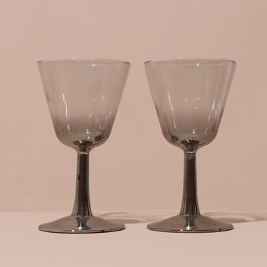 Vintage Chrome Cocktail Glasses, Mirrored Glasses, Vintage Silver Ombre Glasses 