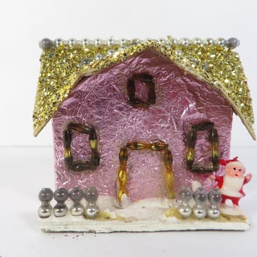 Vintage Pink Foil Putz Houses 