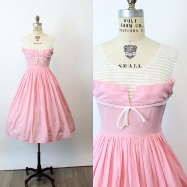 1950s GINGHAM cotton dress small | new spring summer 