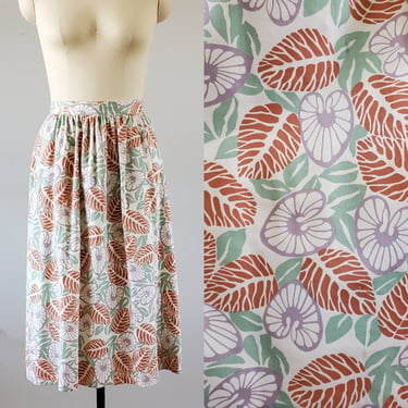 1980s Floral Print Skirt with Pockets 80's Lucia Skirt 80s Women's Vintage Size Medium 