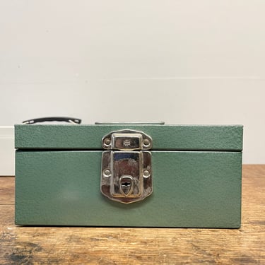 Teal Metal Box | Turquoise Tool Box | Industrial Box | Vintage Office | 1960s File Box | Money Box | Card Box | Storage 