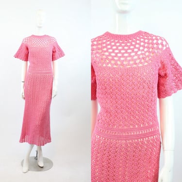 1930s knit dress xs small | vintage crochet dress 