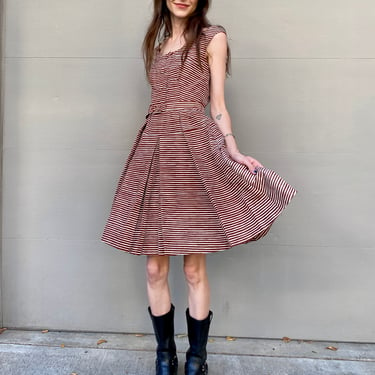 Prada Striped Brown Taffeta Dress