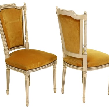 Chairs, Side, French Louis XVI Style Upholstered, Dining,Painted, (6) ,Vintage!! Condition: