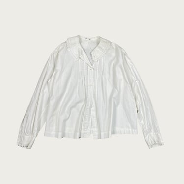 (S/M) 70s White Scalloped Collar Blouse