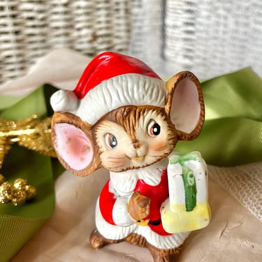 Vintage Homco Santa Claus Mouse, Elf Mouse, St Nicholas Ceramic Sustainable Christmas Gift 