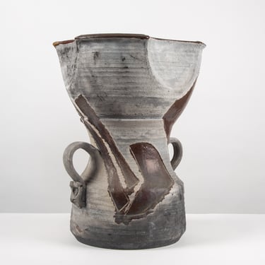 Large Studio Ceramic Glazed Vessel with Handles 