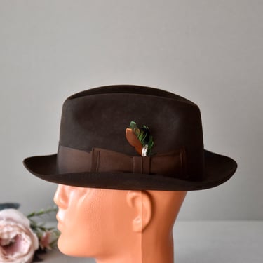 Vintage Mans Hunting Hat  Brown Velvet  Hunting Hat Vintage Gift 