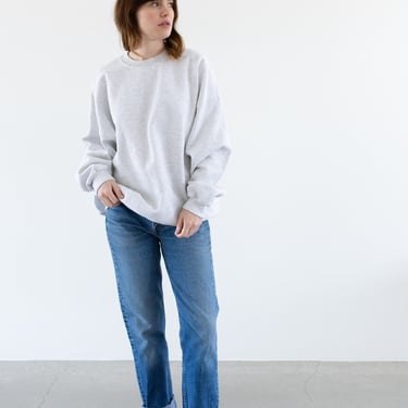 Vintage Light Heather Grey Sweatshirt | Unisex Blank Gray Cozy Fleece Sweat | Made in USA | L XL XXL | 