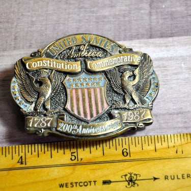 Vintage 1987 United States Constitution 200th Anniversary Belt Buckle Limited Edition Numbered on Back Gift for Him Gift for Collector 