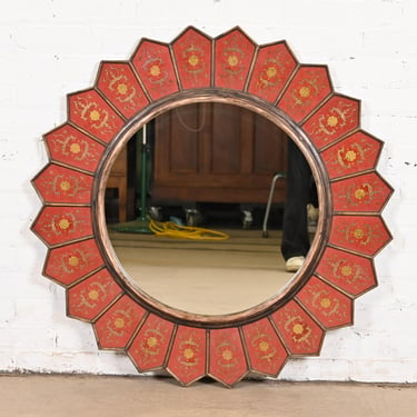 Baker Furniture Chinoiserie Eglomise Sunburst Wall Mirror