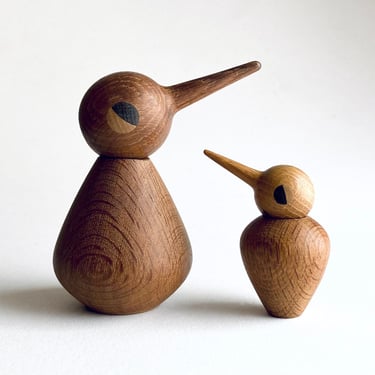 Pair of Early Kristian Vedel Torben Orskov Oak Wood Bird Figurines w/ Label 1959 