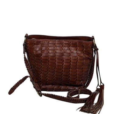 Patricia Nash - Cognac Leather Woven Crossbody Bag