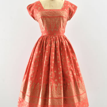 50's Red & Gold  Dress