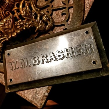 W.M. Brasher Gilded Age Nickle/Brass Brooklyn Ny Antique Plaque 