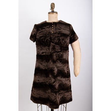 Faux fur dress / Vintage mini dress / 1960s micro mini / Kelly Arden Mod dress S 