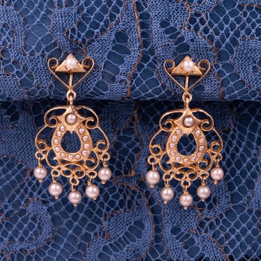 Victorian Revival Pearl Dangle Earrings