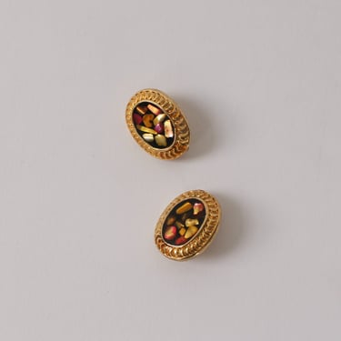 Vintage Framed Resin Clip On Earrings