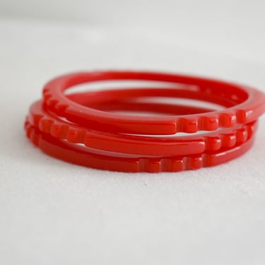 Vintage Red Bangle Bracelet Set 