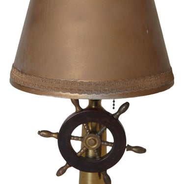 Nautical Brass and Bakelite Ships Wheel Helm Table Lamp 