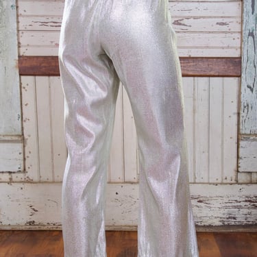 60s Silver Western Pants Metallic Sparkle High Waisted Pants Vintage Vintage Rare H C Bar Ranchwear 29