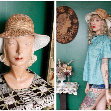 1950s Hat // Intricately Woven Straw Summer Hat // vintage 50s hat 