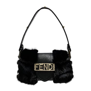 Fendi Black Fur Mini Shoulder Bag