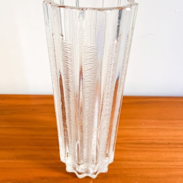 Ice Glass Crystal Tall Wavy Cylindrical Vase 